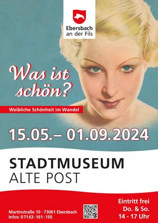 Plakat zur Ausstellung "Was ist schön?" im Stadtmuseum Ebersbach 