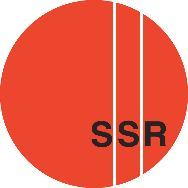 Logo des Stadtseniorenrat bestehend aus einem roten Kreis mit schwarzen Buchstaben SSR