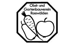 Ein Logo des Obst- und Gartenbauvereins Rosswälden zeigt eine Möhre, eine Zucchini und einen Apfel.
